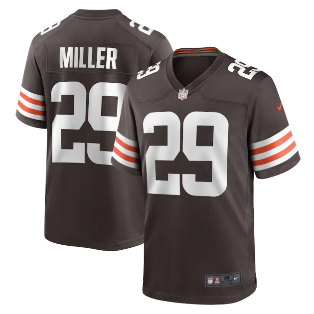 mens nike herb miller brown cleveland browns game player jersey